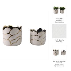 BRIGHTONROSE SET OF 2 IVORY PLANTER 7 (IN) 10