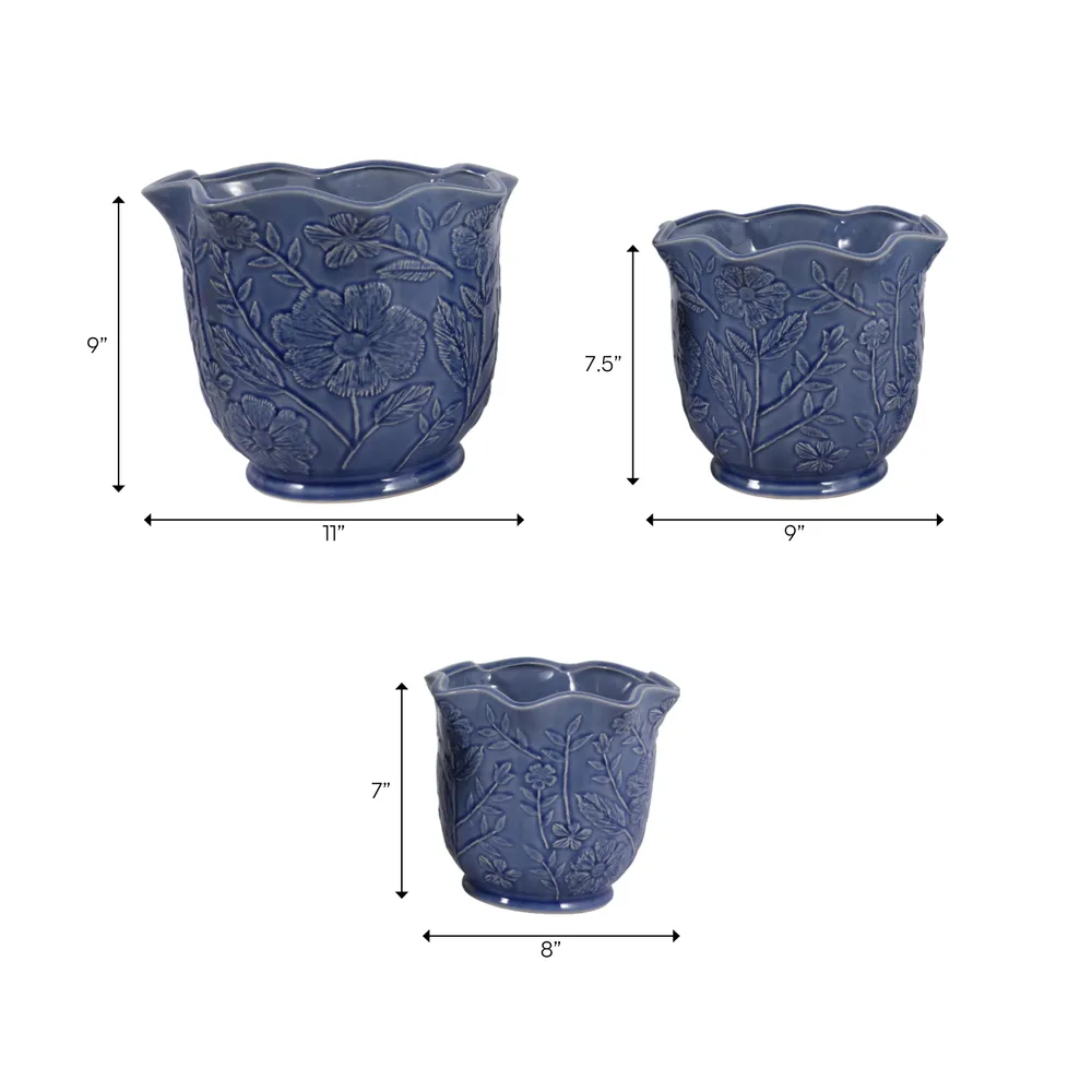 CLAYBROOK SET OF 3 BLUE PLANTER 9 (IN)