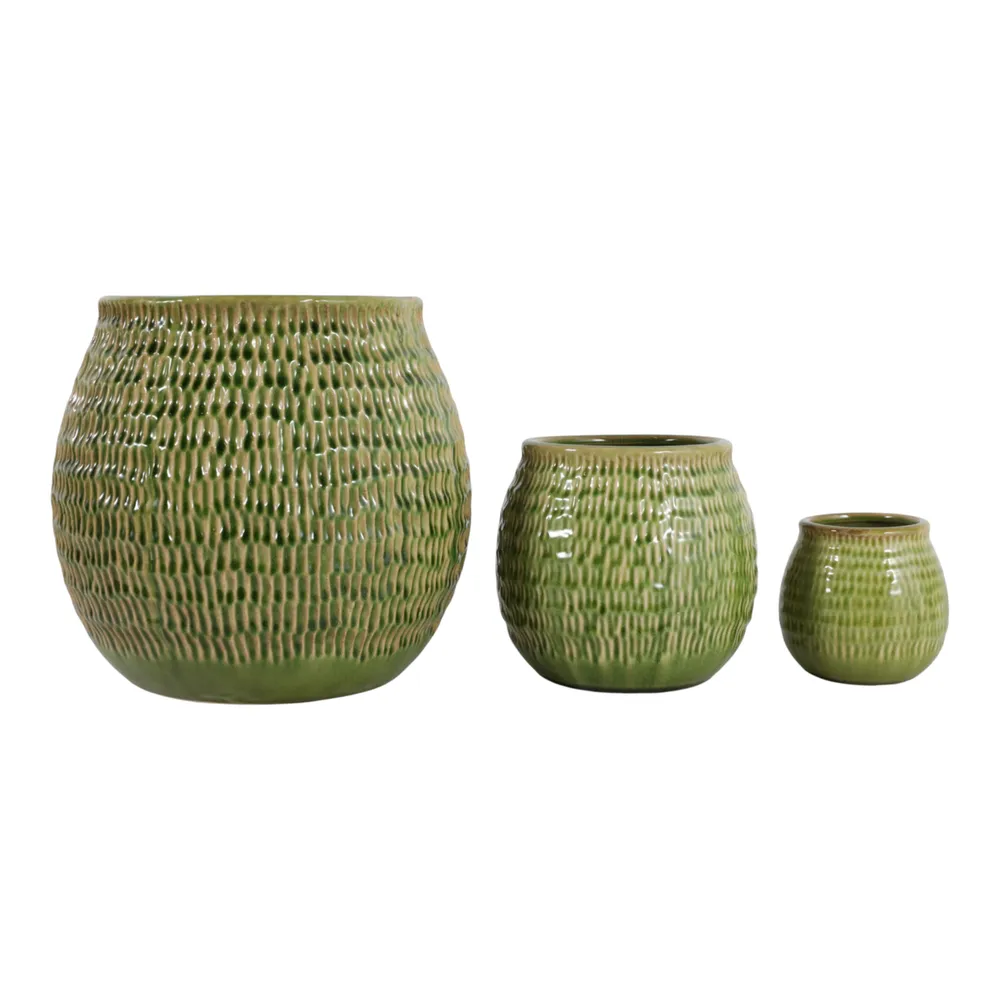 HILTONCLIFF SET OF 3 GREEN PLANTER 11 (IN)