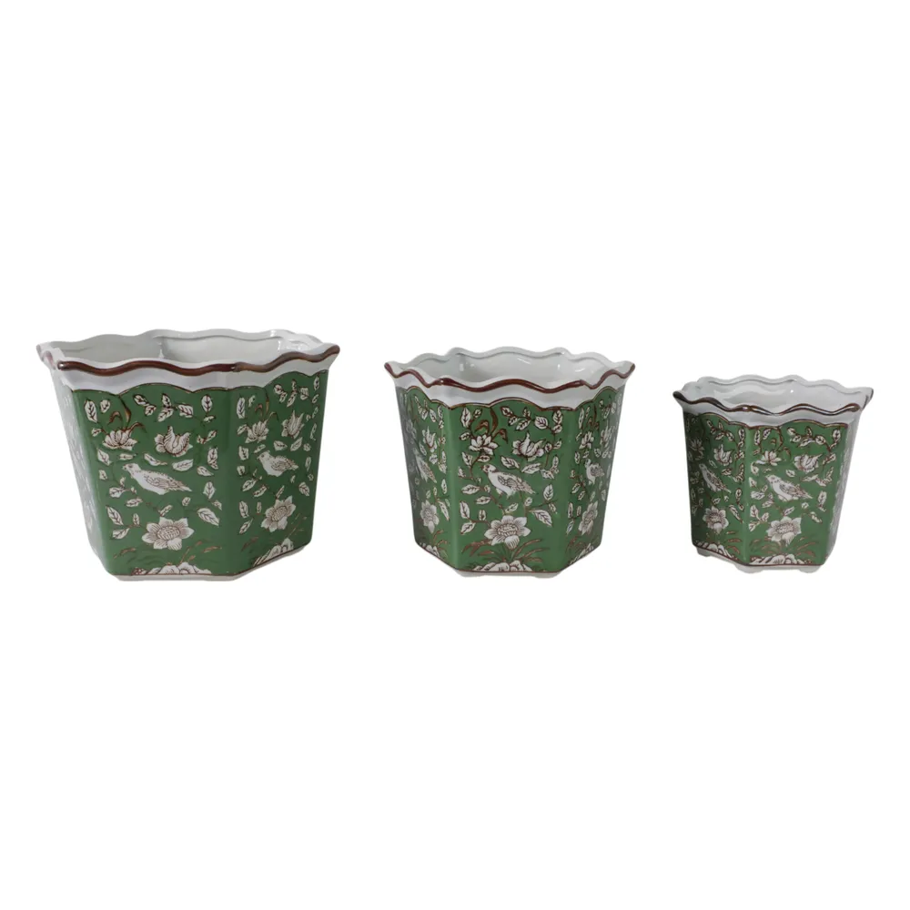 LUTHERSIDE SET OF 3 GREEN PLANTER 9 (IN)