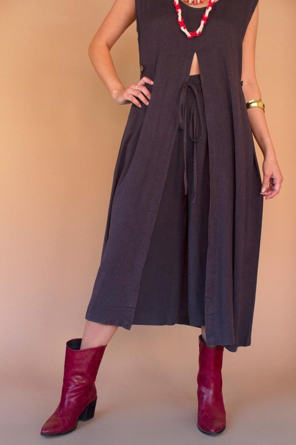 Sleeveless Split-Front Tunic / Midnight