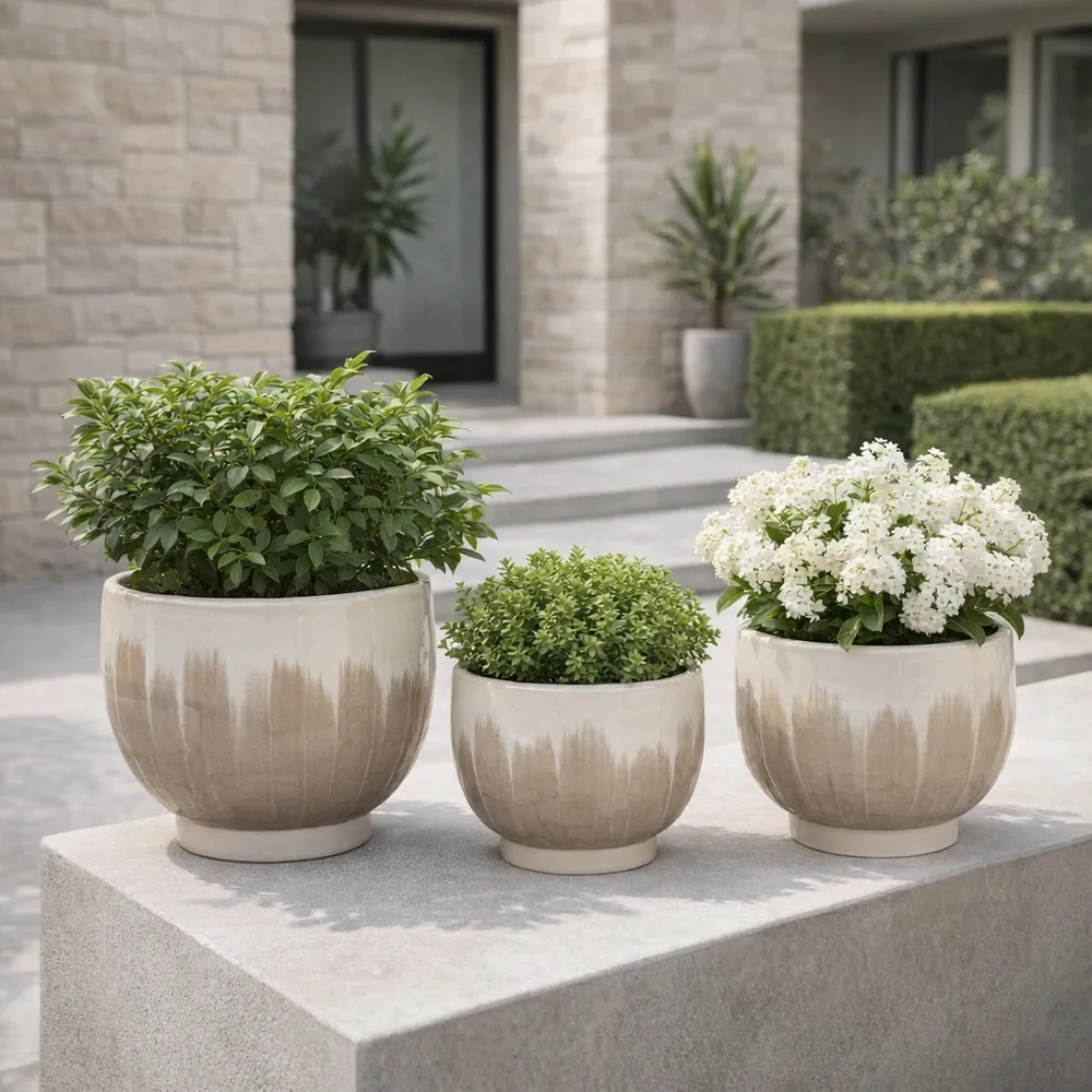 DASHSHAW SET OF 3 WHITE PLANTER 11 (IN)