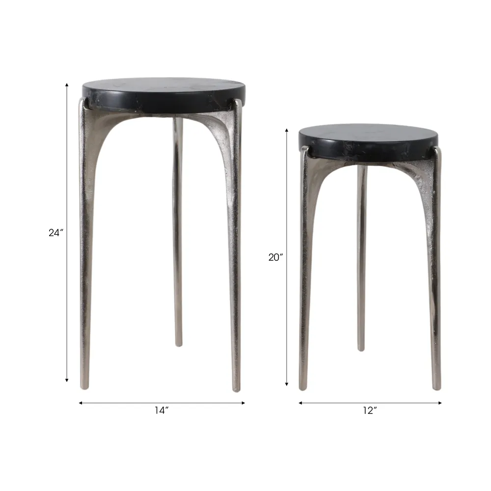 HAXTONSHAW SET OF 2 SILVER TABLE 24 (IN)
