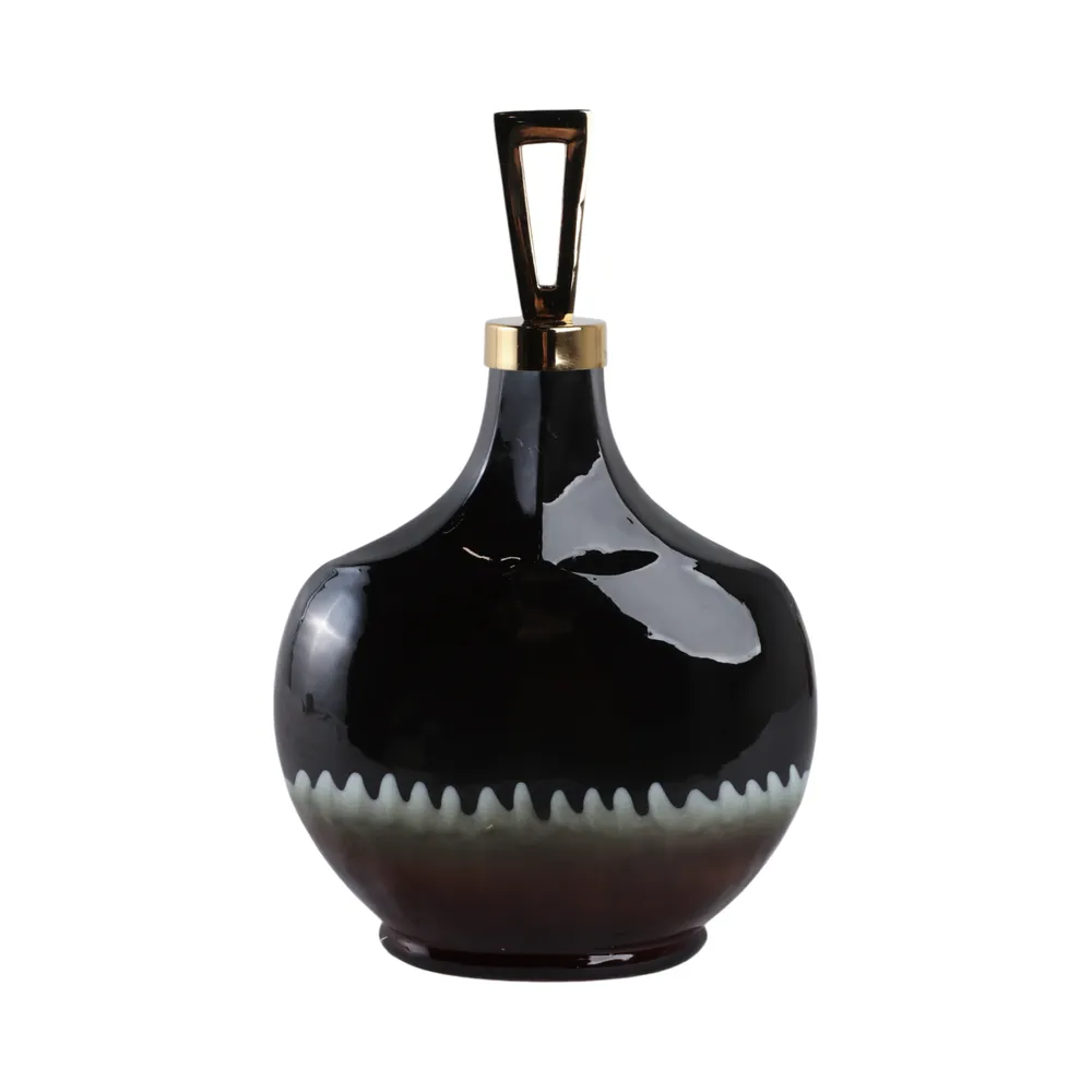 ELMONTGROVE BLACK GLASS VASE 16 (IN)