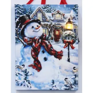 Snowman Greetings w/ 1 LED Light 6inx8in 1