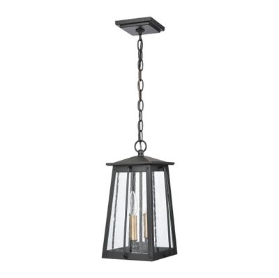 Kirkdale 9″ Wide 2-Light Outdoor Pendant - Matte Black