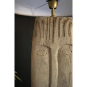 Wooden Face Table Lamp with Shade 3