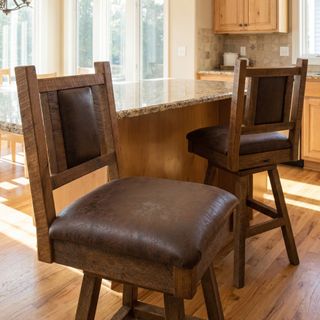Barnwood Square Swivel Counter Stool with Back - Upholstered Seat and Back - Customer Material