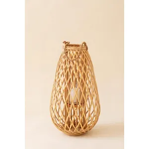 Tall Teardrop Natural Willow Lantern with Glass Insert 4