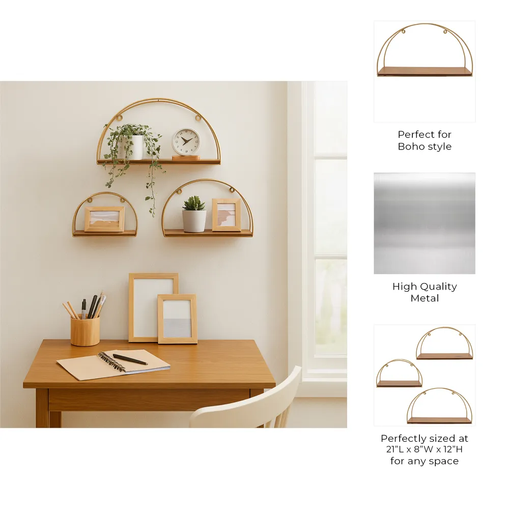 ENOCHBURN SET OF 3 BROWN WALL SHELF 12 (IN)