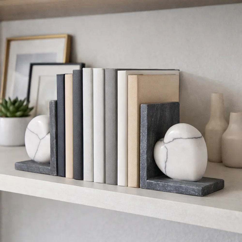 PAGEWELL SET OF 2 WHITE BOOKENDS 6 (IN)