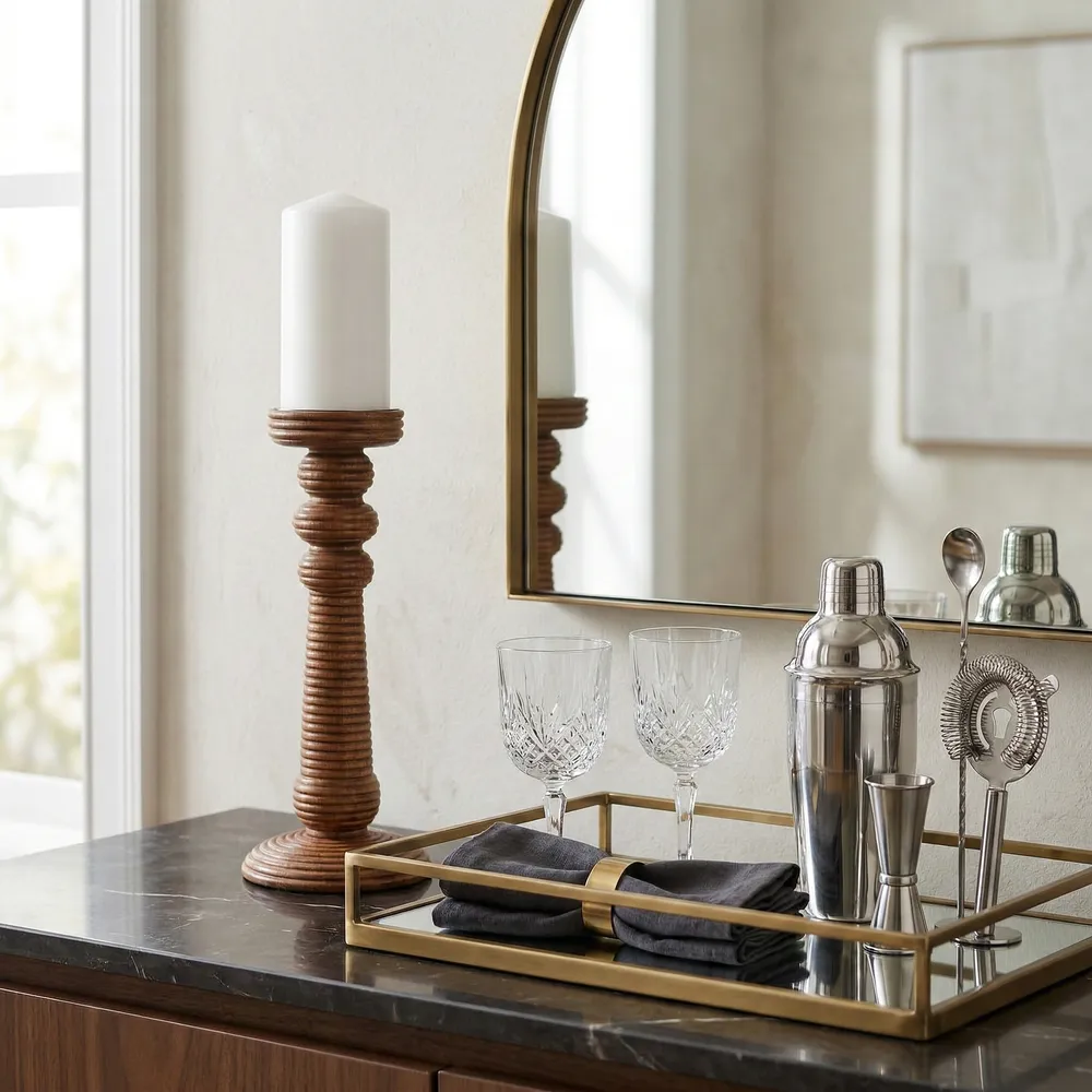 HACKETTRIDGE BROWN CANDLE HOLDER 13 (IN)