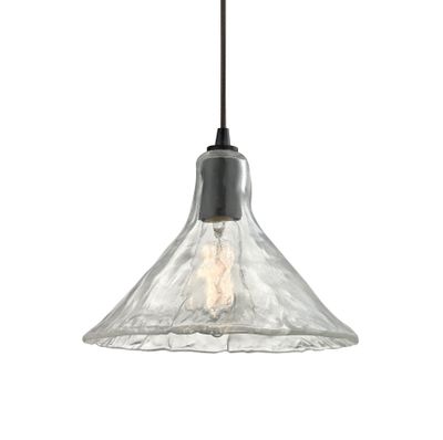 Hand Formed Glass 10″ Wide 1-Light Mini Pendant - Oil Rubbed Bronze