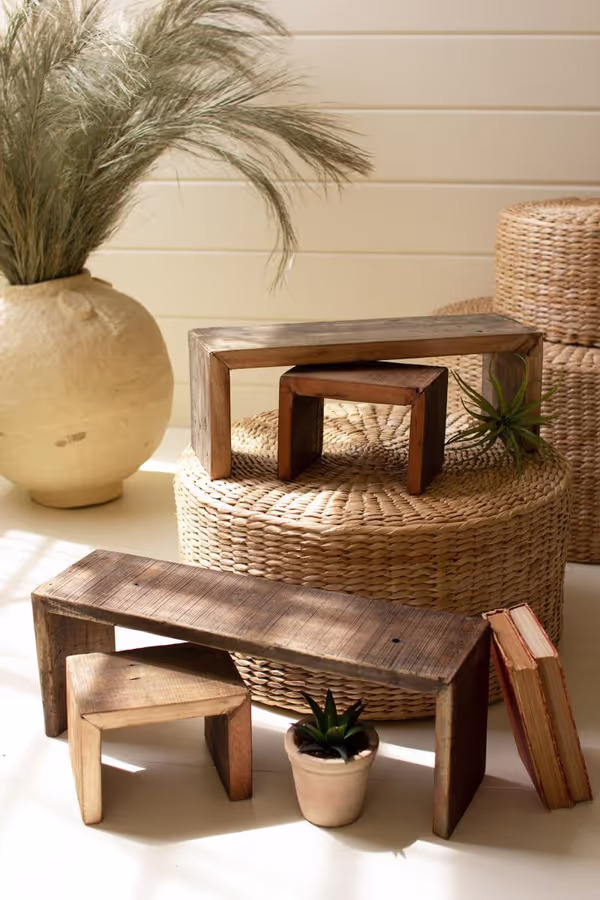 Set of 4 Recycled Wood Nesting Rectangle Risers