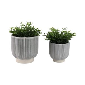 CARVERVALE SET OF 2 BLUE PLANTER 8 (IN) 3