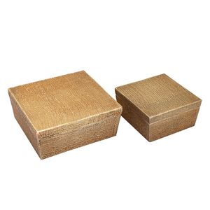 Square Linen Texture Box - Small Brass 3