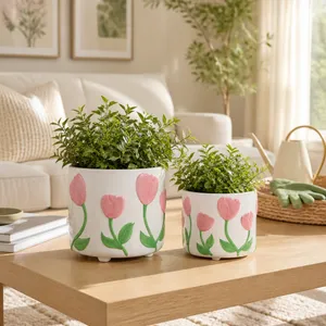 GARTONDALE SET OF 2 PINK PLANTER 8 (IN) 9