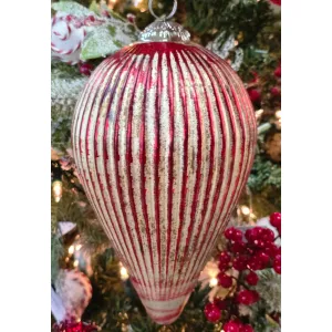 Dazzling Scarlet & White Ornament 5x5x8.5in 1