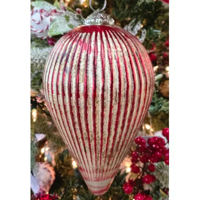 Dazzling Scarlet & White Ornament 5x5x8.5in