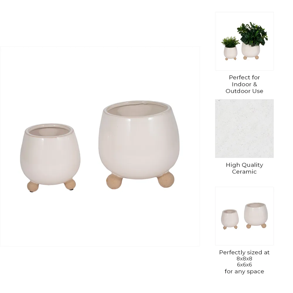 SUTTONOAK SET OF 2 IVORY PLANTER 8 (IN)