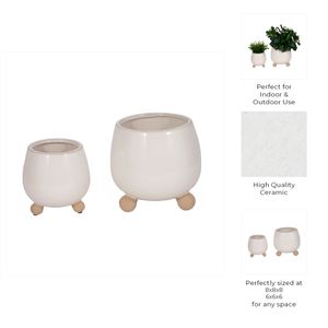 SUTTONOAK SET OF 2 IVORY PLANTER 8 (IN) 9