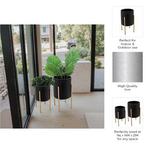 HAYFORDTON SET OF 2 BLACK PLANTER 23 (IN) 10