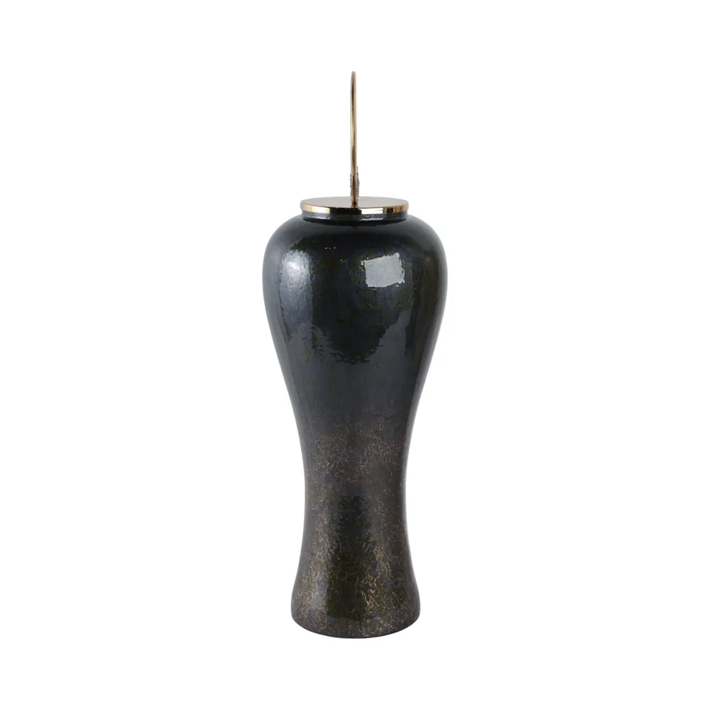 THORNTON BLACK GLASS VASE 27 (IN)