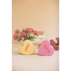 Set of 2 Clay Conversation Heart Vases 5