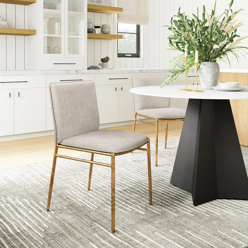 Nordvest Dining Chair Beige & Gold