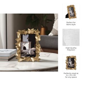 RESIN, 4X6 BUTTERFLIES PHOTO FRAME, GOLD 8