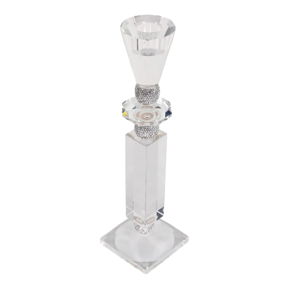 GRANLEYSHAW CLEAR CANDLE HOLDER 11 (IN)