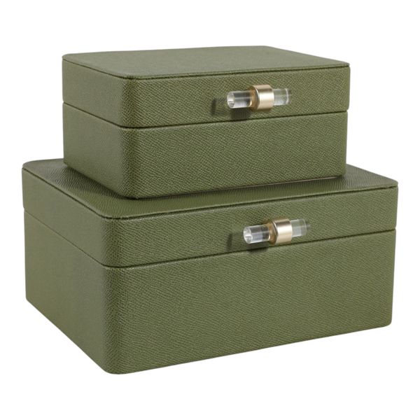 EVERTONPORT SET OF 2 GREEN BOXES 4 (IN)
