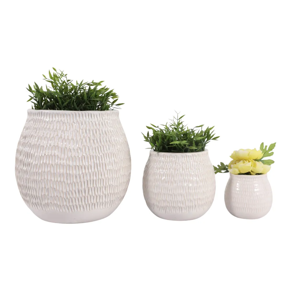 HILTONCLIFF SET OF 3 IVORY PLANTER 10 (IN)