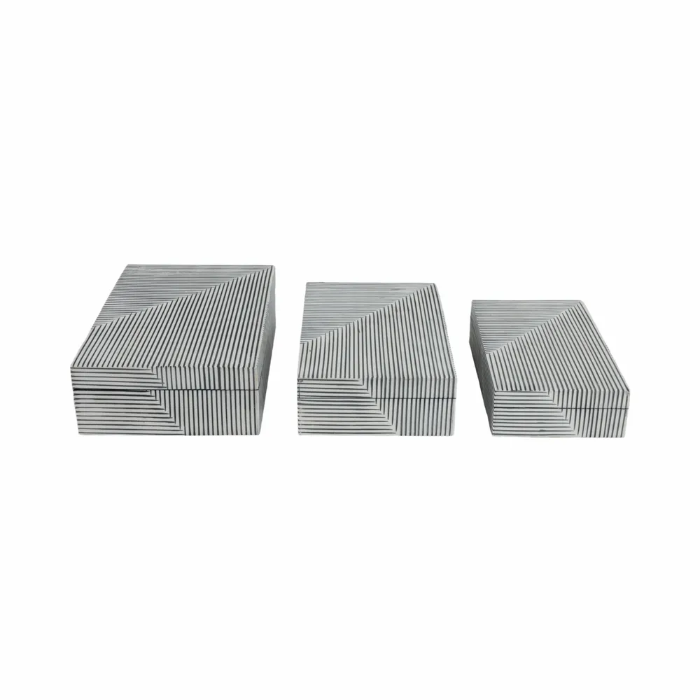 HENDONLAKE SET OF 3 BLACK BOXES 4 (IN)