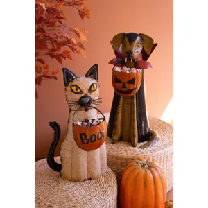 Set of 2 Recycled Metal Halloween Cat and Dog 1