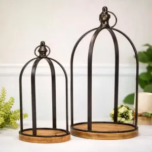 Garden Arch Dup Set of 2 Lanterns L - 8x8x14in S - 6x6x12in 1