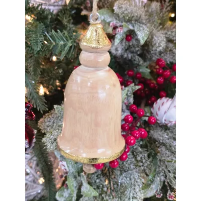 Wooden Hanging Bell 6.5x3.5in