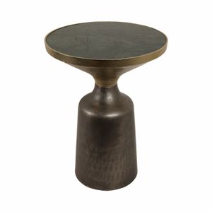 20" METAL ACCENT TABLE GREEN MARBLE TOP, MULTI 3