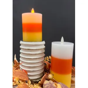 Candy Corn Moving Flame LED Candle 3x6in 1