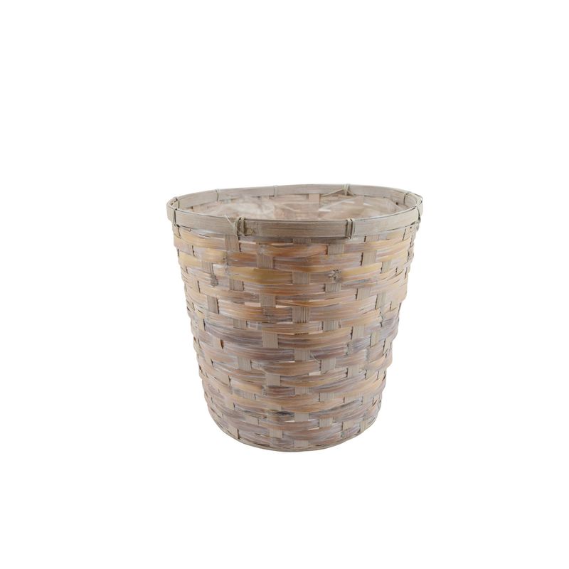 14" Rattan Basket Pot Cover, White Wash