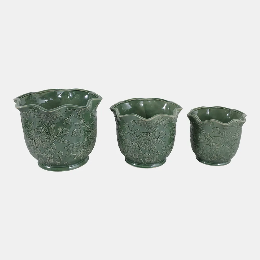 CLAYBROOK SET OF 3 GREEN PLANTER 9 (IN)
