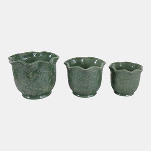 CLAYBROOK SET OF 3 GREEN PLANTER 9 (IN) 4