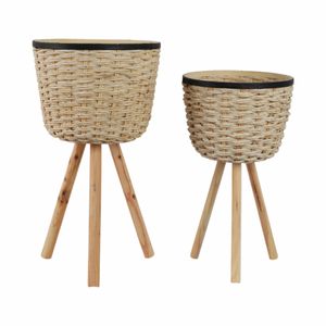 HALSEYBURN SET OF 2 WHITE PLANTER 23 (IN) 5