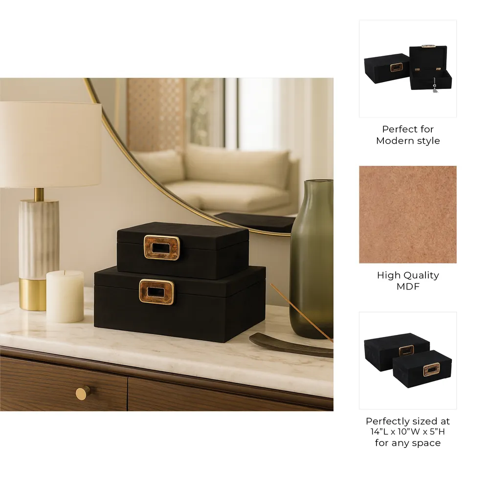 RAYMOND SET OF 2 BLACK BOXES 5 (IN)