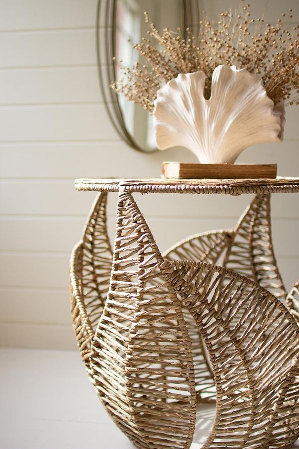 Fern Detail Seagrass Side Table