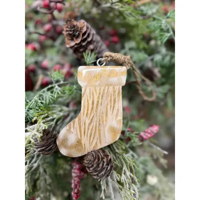 Striated Stocking Ornament 5x3in