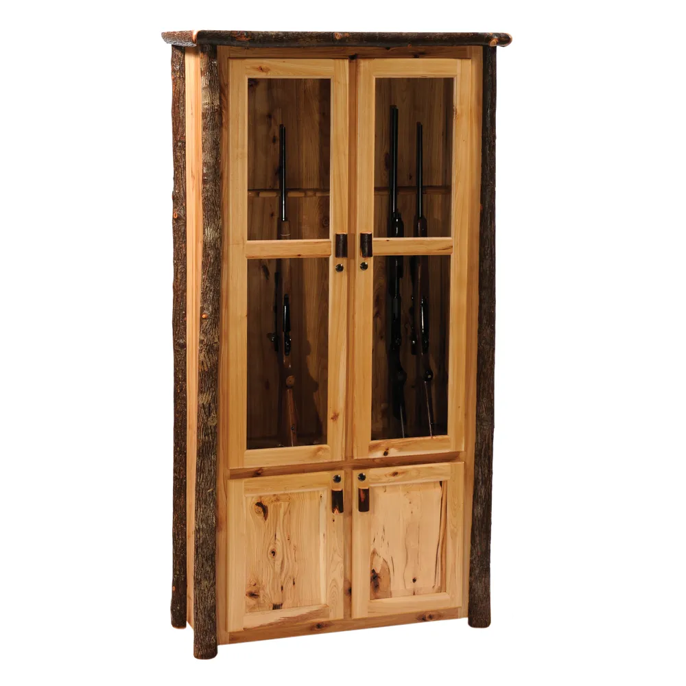 Hickory Log Eight Gun Cabinet - Natural