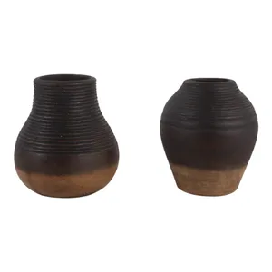 DRAPERFIELD SET OF 2 BROWN VASES 6 (IN) 4