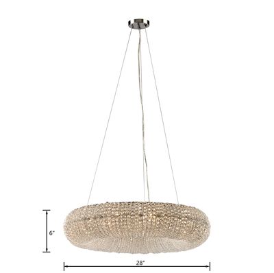 Crystal Ring 28″ Wide 10-Light Chandelier - Polished Chrome