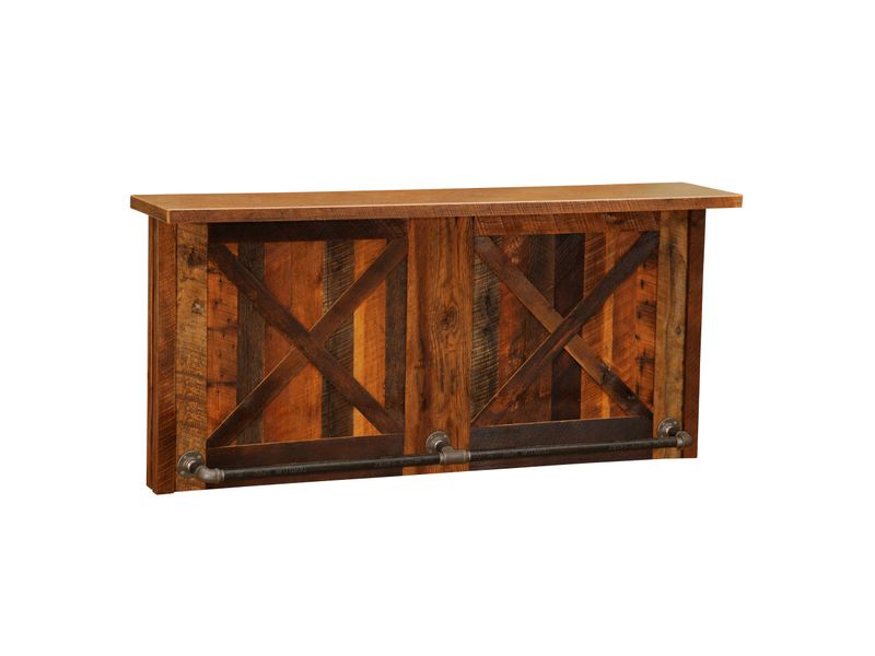 Barnwood 7-foot Bar with Sink Cabinet - Artisan Top - Refrigerator Opening on Left 2